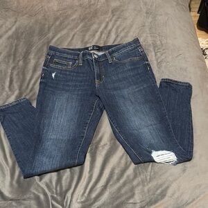 GAP, Women's Blue Distressed Jeans. 28R, denim legging.